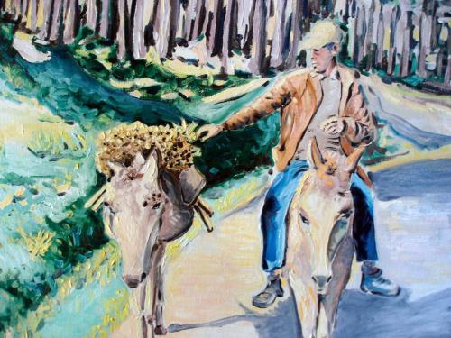 38 Contadino-Ghego-con-asini-2003-olio-su-tela-80-x-90-cm